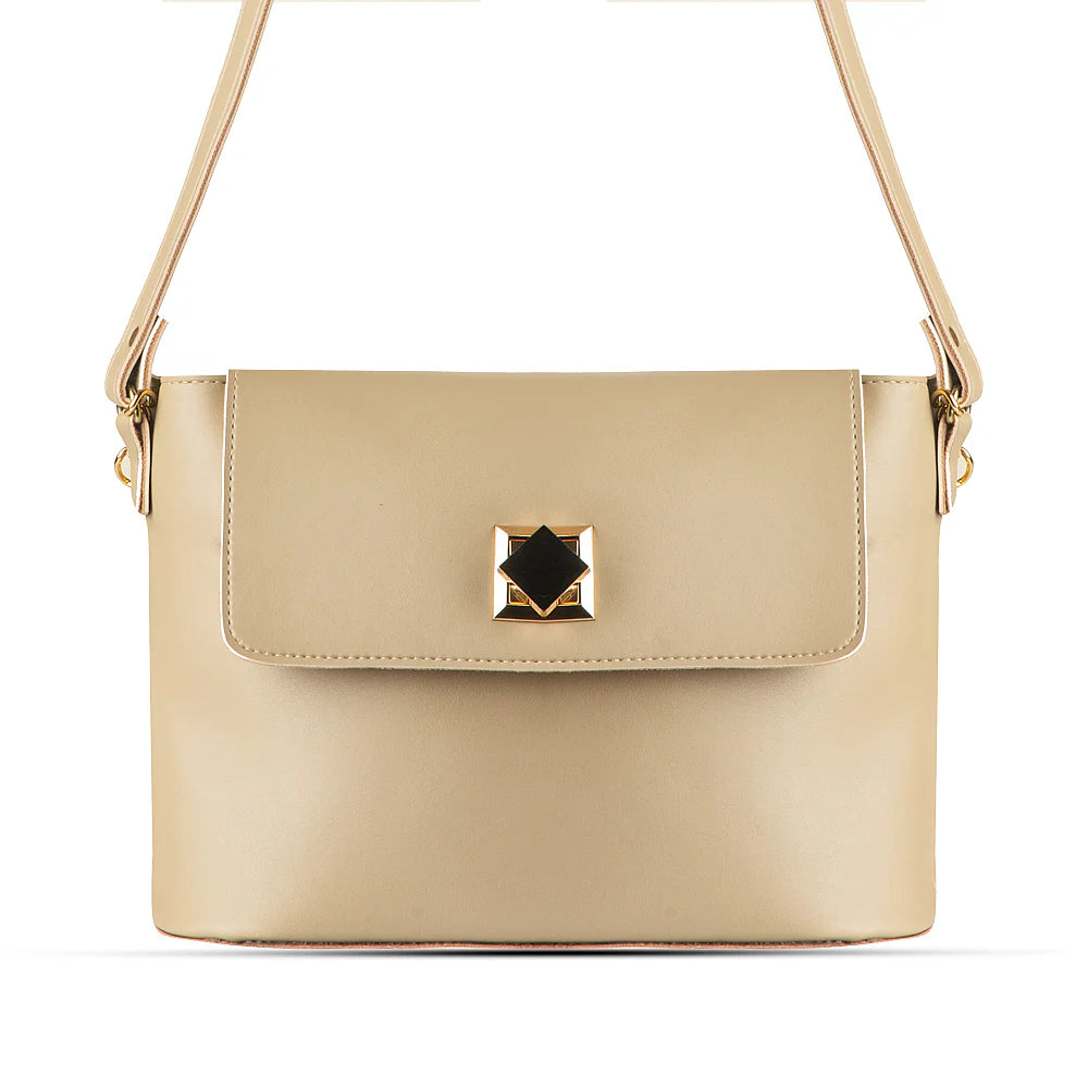 Women Beige Faux Leather Shoulder Bag