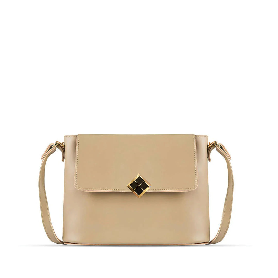 Women Beige Faux Leather Shoulder Bag