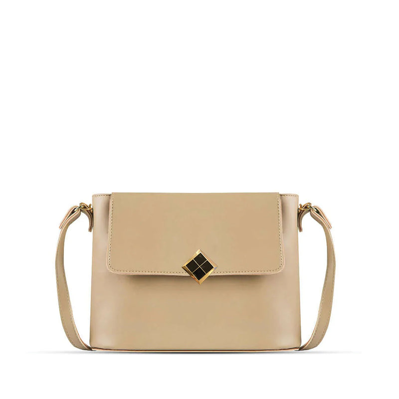 Women Beige Faux Leather Shoulder Bag