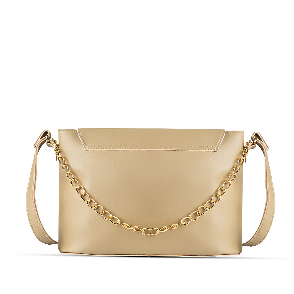 Women Beige Faux Leather Shoulder Bag