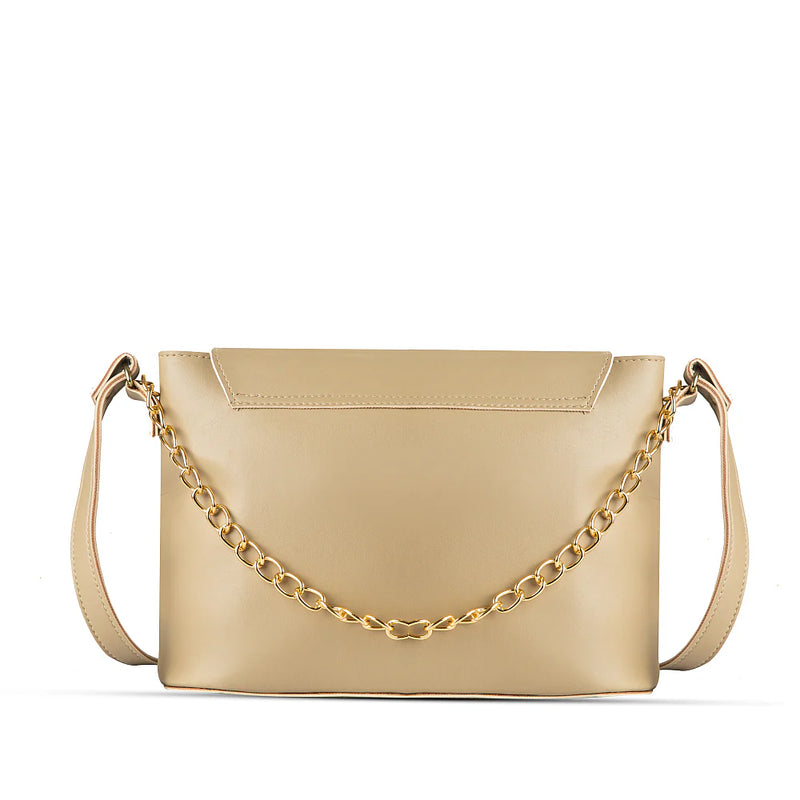 Women Beige Faux Leather Shoulder Bag