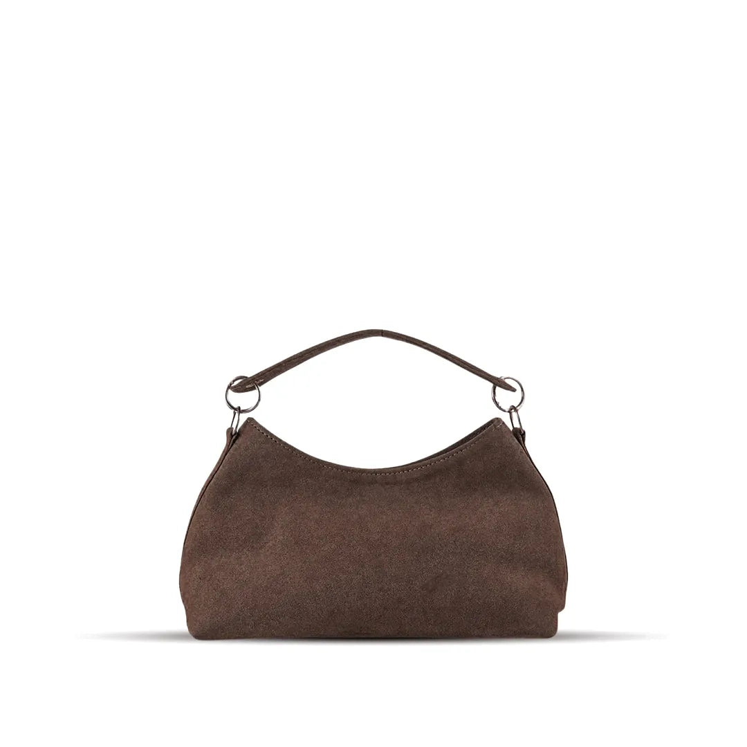 Women Dark Brown Faux Suede Handbag