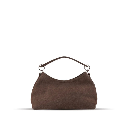 Women Dark Brown Faux Suede Handbag