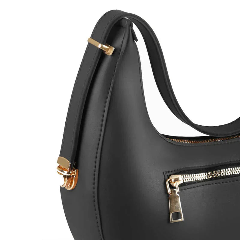 Women Black Crescent Handbag